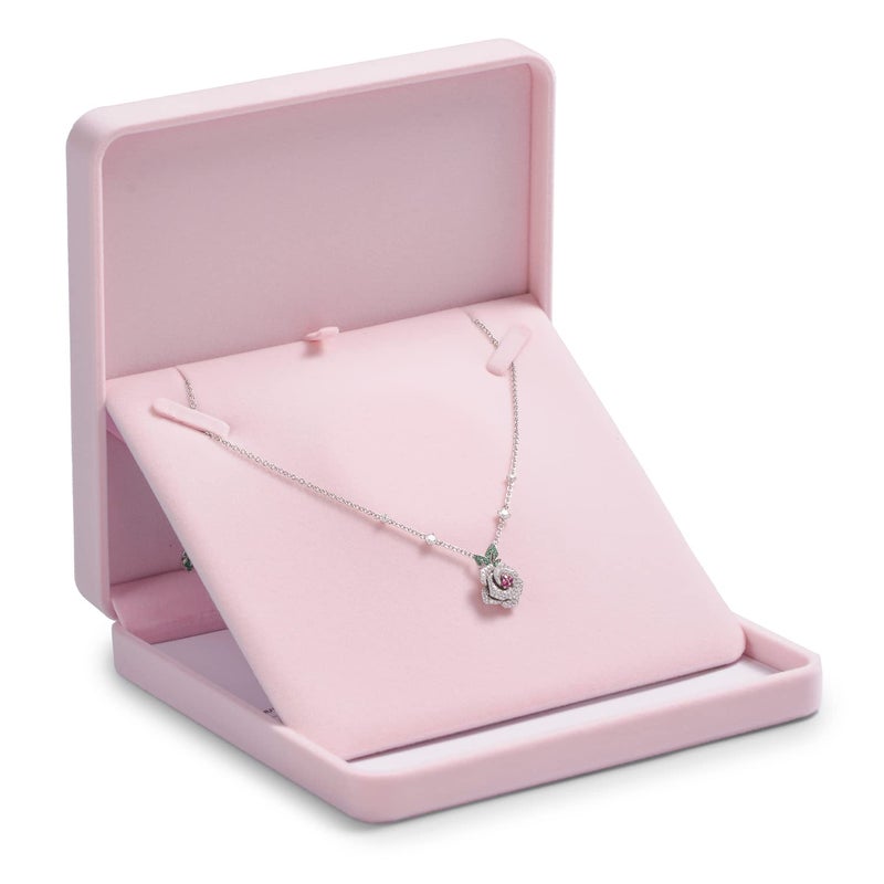 Oirlv Pink Velvet Pendant Box Big Necklace/Chunky Necklace Gift Box Jewelry Storage Case - Image 5